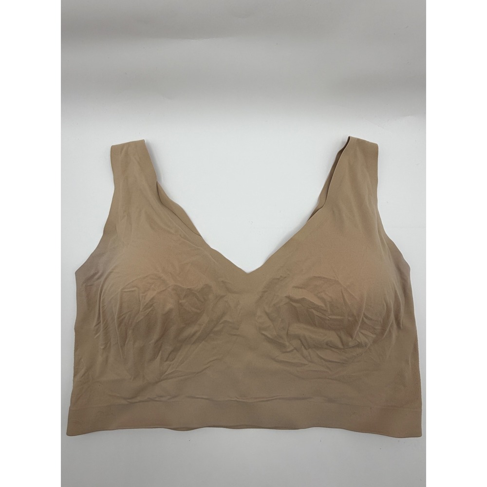 Soma Enbliss Bralette Women XL Tan Beige Seamless Wireless V-Neck Stretch Bra